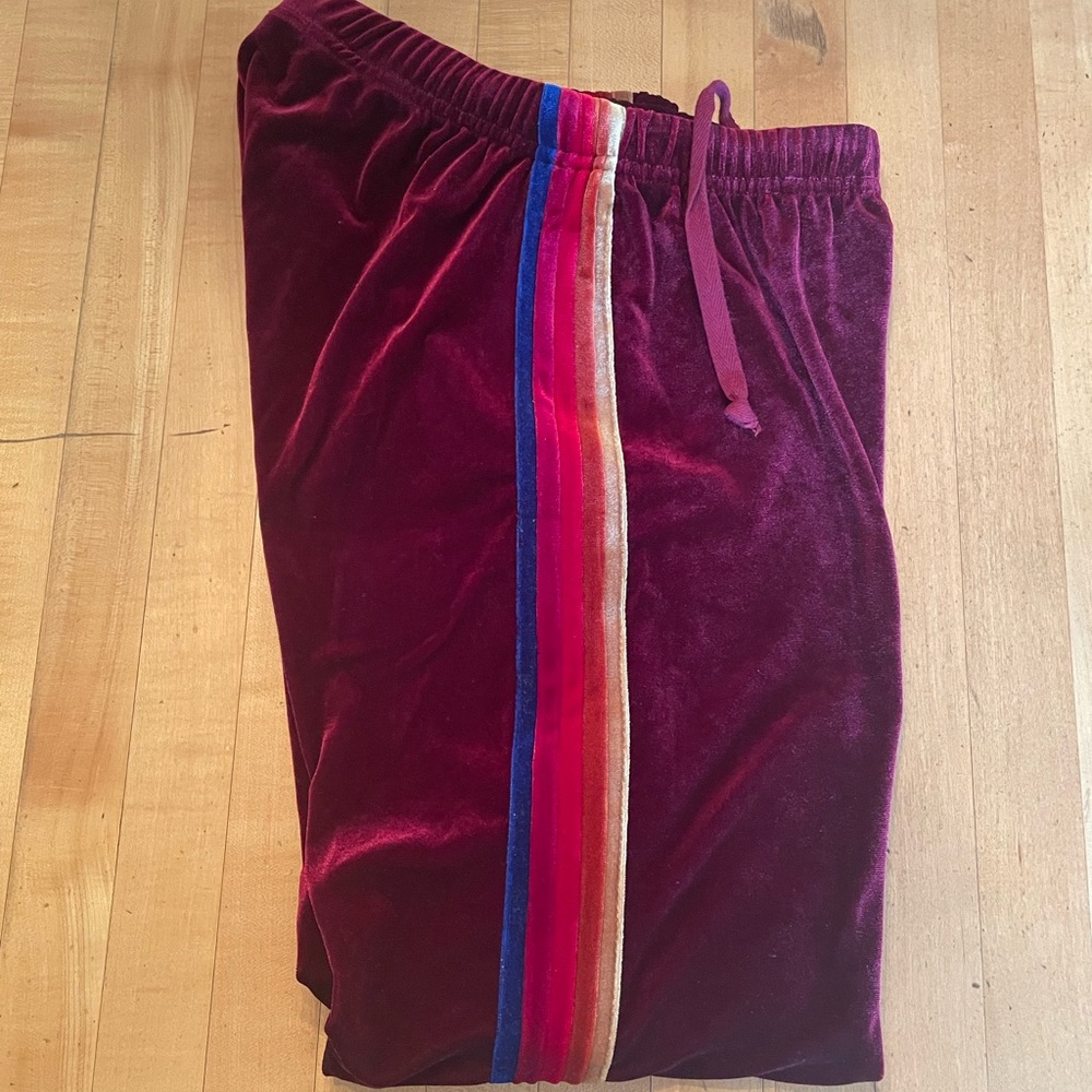 Aviator Nation classic velvet 5 stripe sweatpants - red - s